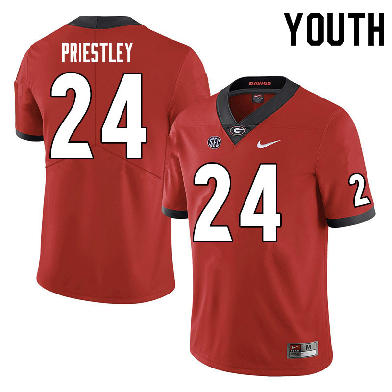 Youth #24 Nathan Priestley Georgia Bulldogs College Football Jerseys Sale-Red - Click Image to Close